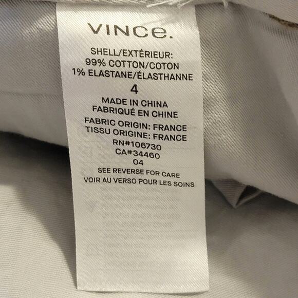 VINCE Womens Corduroy Sateen High Rise Straight Leg Ankle Chino Pant Size 4 - Picture 13 of 15